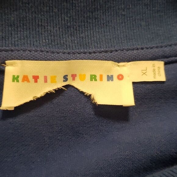 STITCH Fix | Katie Sturino Blue Race Stripe Polo Size XL NWOT - Picture 4 of 5